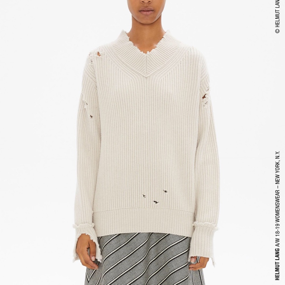 HELMUT LANG WOMENS WOOL SWEATER IVORY SZ S NWT